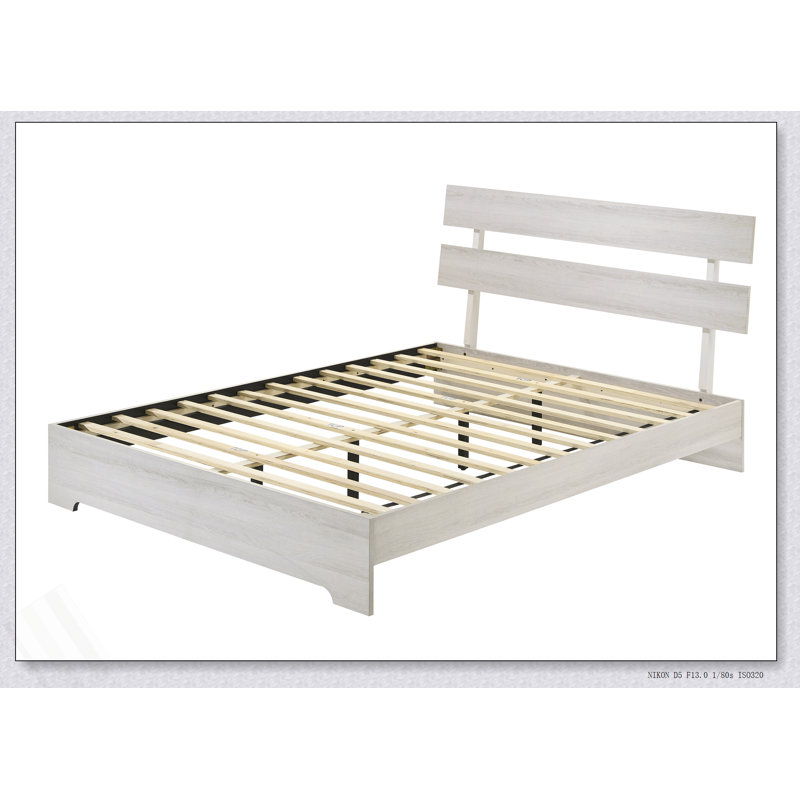 Mobilier de chambre à coucher contemporain 1pc, White Washed, Grand lit