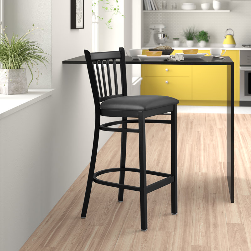 Clairah Counter Stool, Black Vinyl