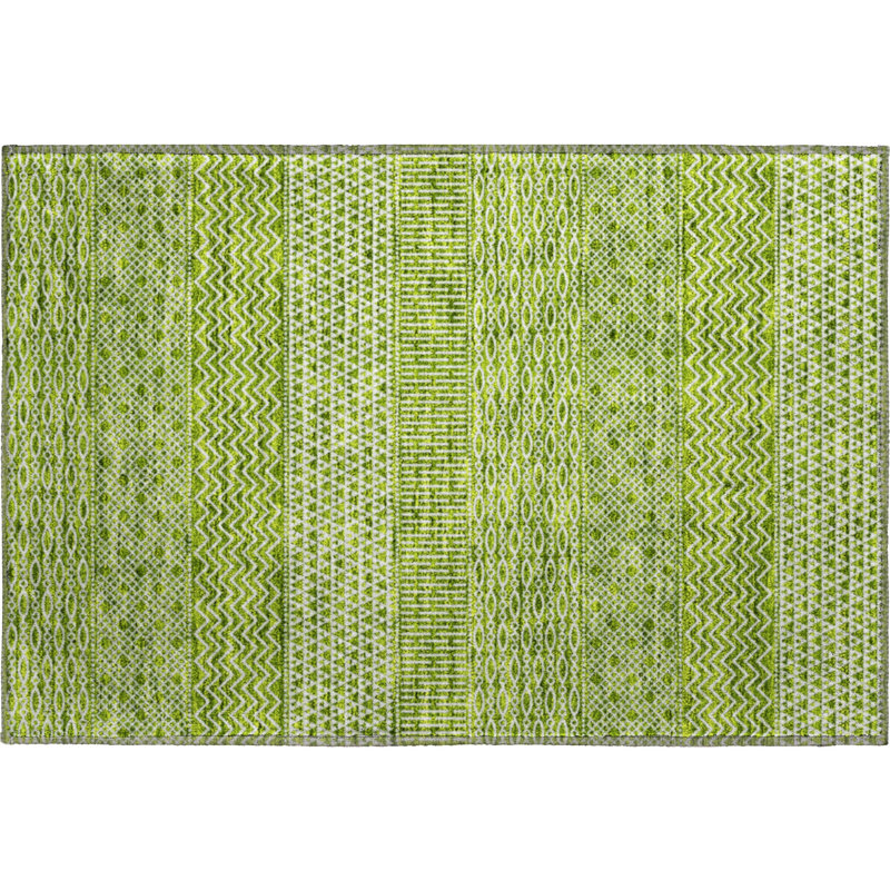 Premium Machine Washable Prisco Lime Rug, Rectangle 1'8" x 2'6"