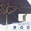 Parasol de patio rectangulaire avec fonction de levage à manivelle et d'inclinaison, bleu marine (base non incluse)