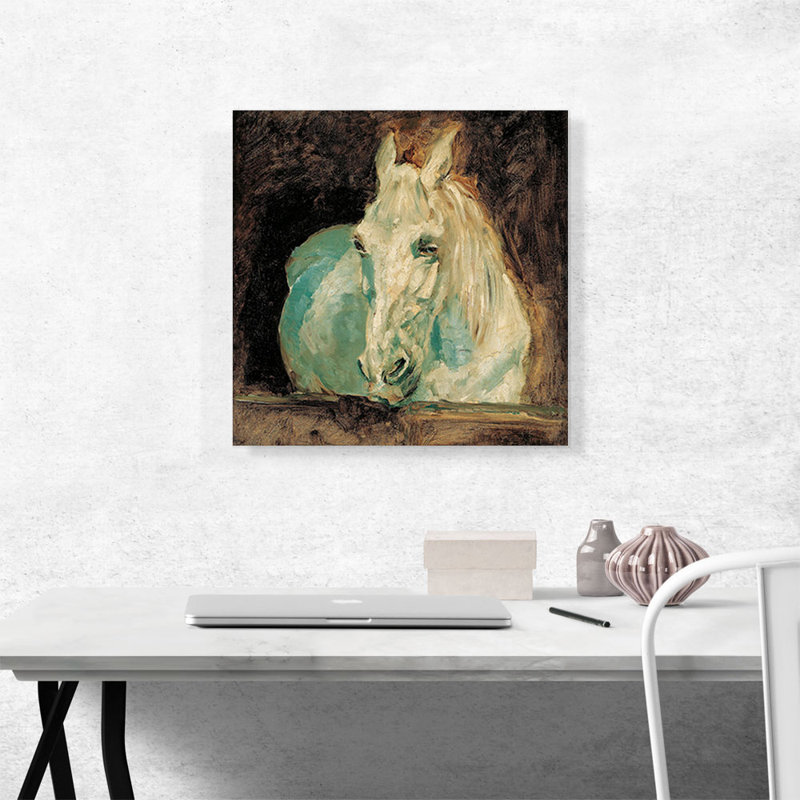 «White Horse Gazelle 1881» par Henri de Toulouse-Lautrec - reproduction d'art sur toile tendue, H 18 po x l 18 po x P 0,75 po