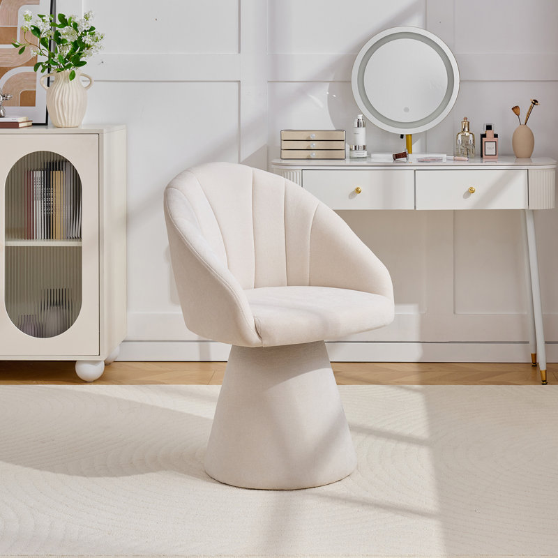 Chaise d'appoint rembourrée en tonneau avec tissu chenille, fauteuil de salle à manger pivotant, fauteuil de coiffeuse confortable avec dossier incurvé pour la salle de maquillage 