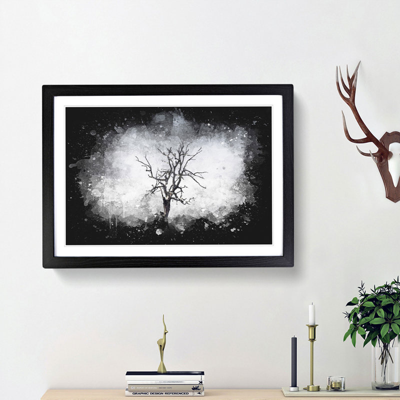 Winter Tree - Picture Frame Graphic Art Print, 62cm H x 87cm W x 2cm D, Black Framed