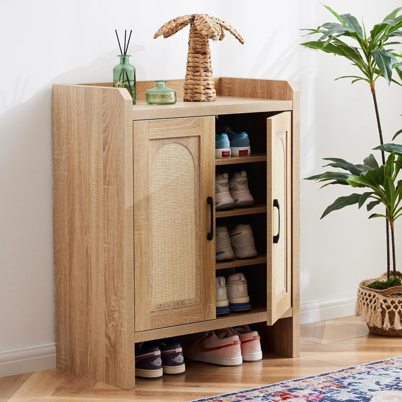 Bayou Breeze Rattan Shoe Storage Cabinet - Thumbnail 2