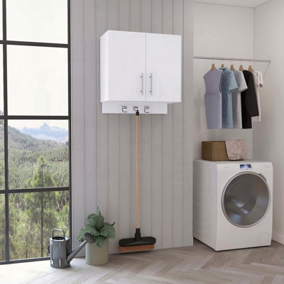 Armoire de rangement murale avec porte-balais