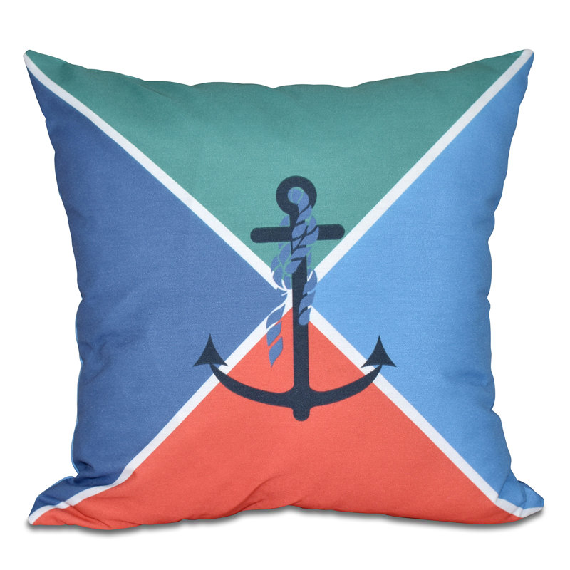 Nautical Nights Geometric Reversible Throw Pillow, Green, 18" H x 18" W