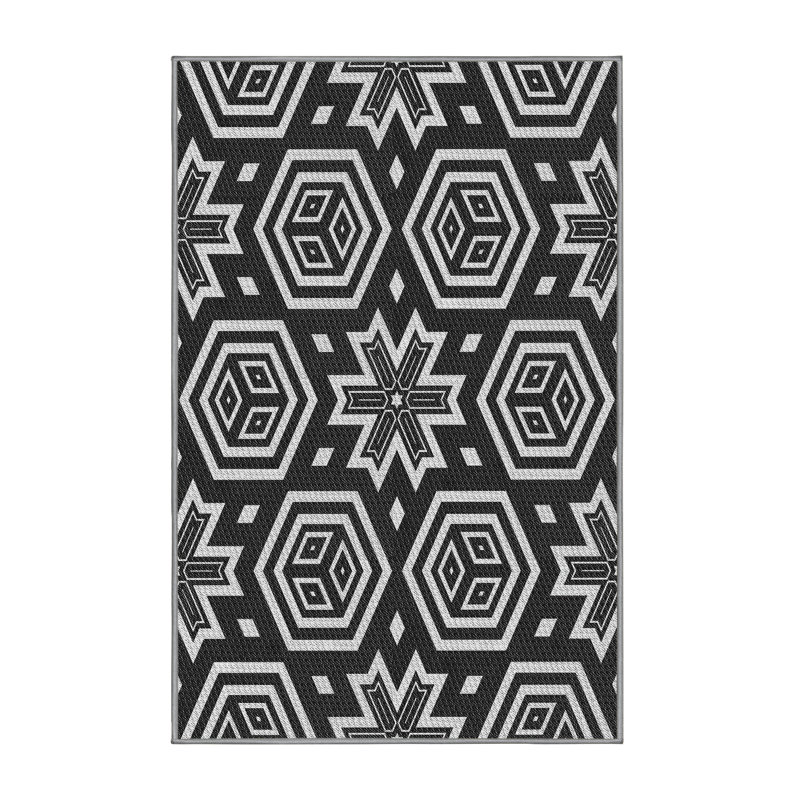 Tapis décoratif géométrique noir port Morris, Rectangle 2 pi x 4 pi
