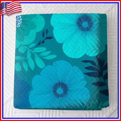 Couvre-lit matelassé à motif floral bleu toutes tailles