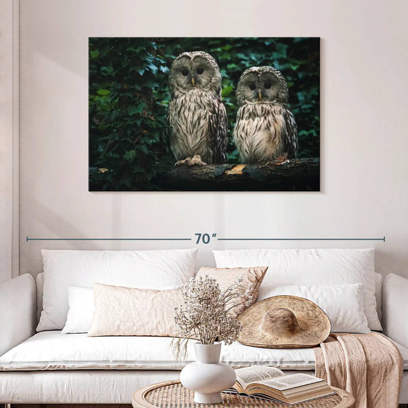 Brampt Owls On A Branch, 30" H x 45" W