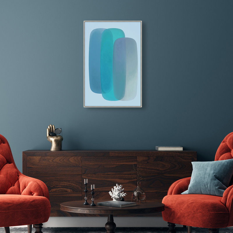Teal Gradients Print by Oliver Gal, 46"H x 31"W, Silver Floater Frame