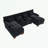 U-shape sectionals Sofa with 2 ottomans and soft cushion-1528584393