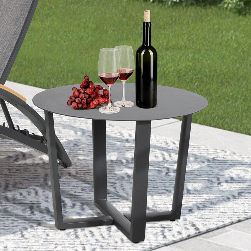 Patio Aluminum Chaise Lounge Set With Phifertex Sling Fabric And Side Table