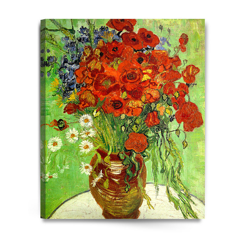 Reproduction d'art, coquelicots et marguerites rouges, Vincent Van Gogh. Estampe numérique sur toile, estampe numérique