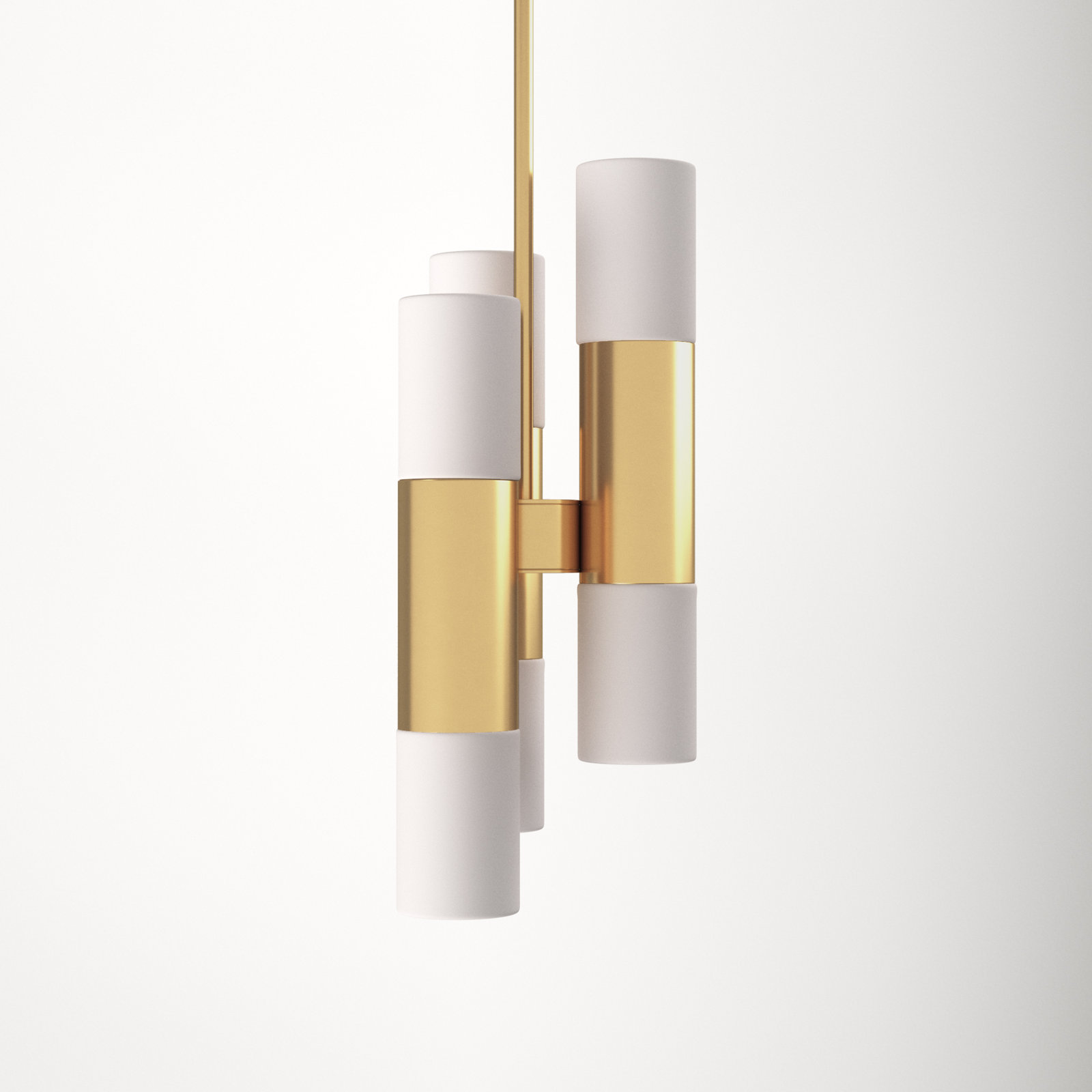Otto 6 - Light Metal Cylinder Chandelier, Aged Brass