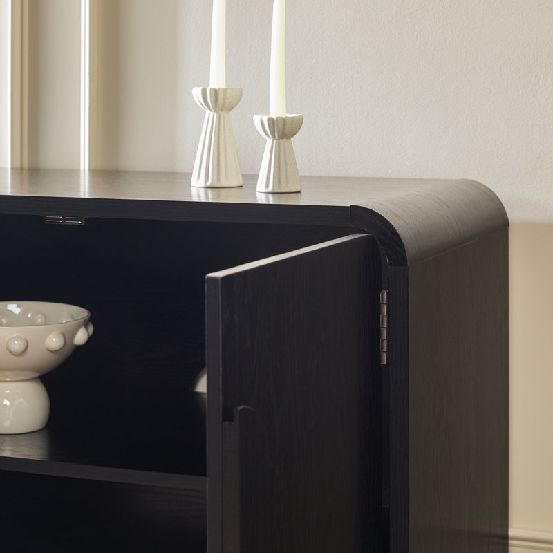 Sitarski Modern Sideboard with Rounded Edges, Black, 30'' H x 64'' W x 20'' D
