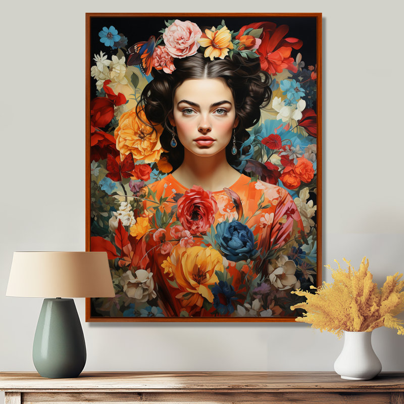 Art mural sur toile Ilena, 20" H x 12" W, Cadre flottant brun