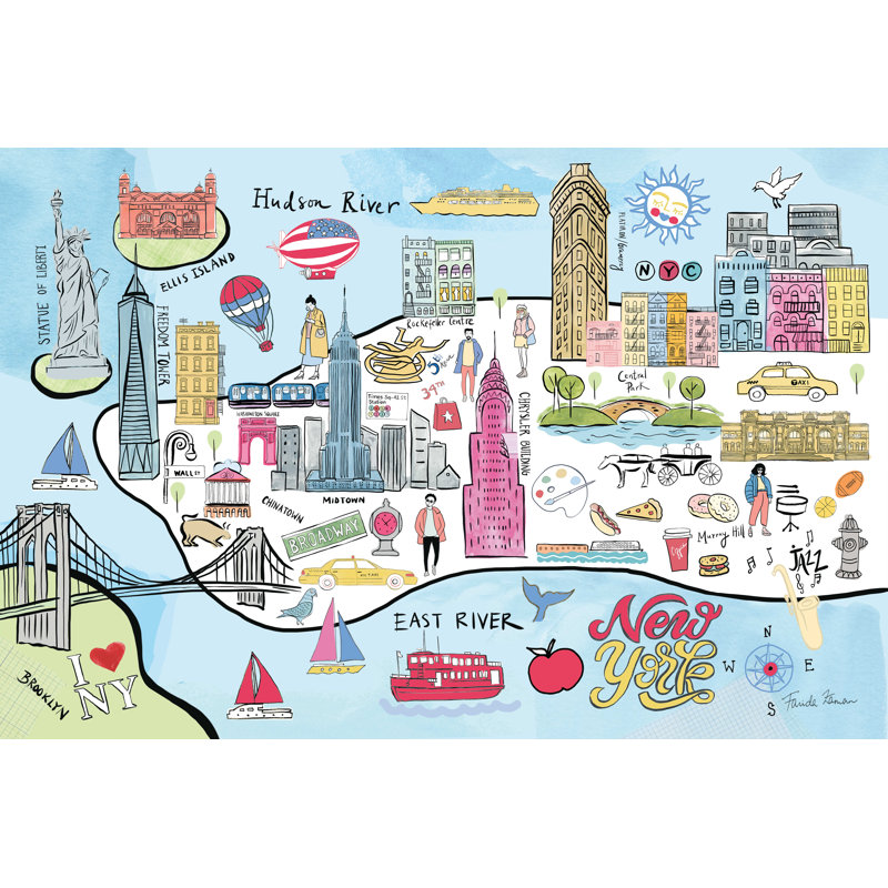 Carte de New York, H 20 po x l 30 po