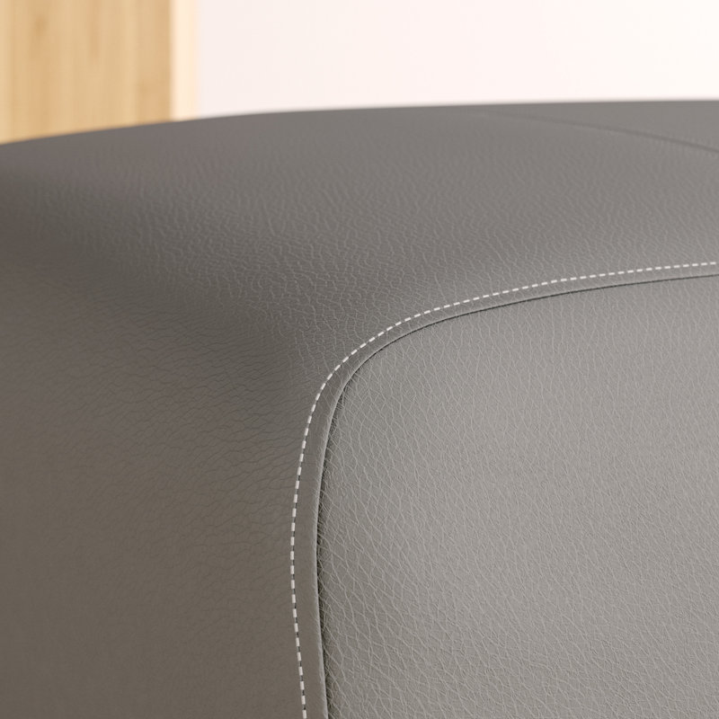 Rory Upholstered Ottoman, Gray Genuine Leather