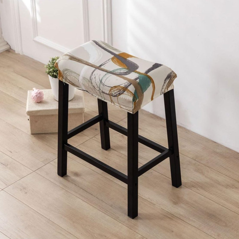 Ensemble de 4 tabourets de bar rectangulaires imprimés à hauteur de comptoir avec housses de selle et housse de protection