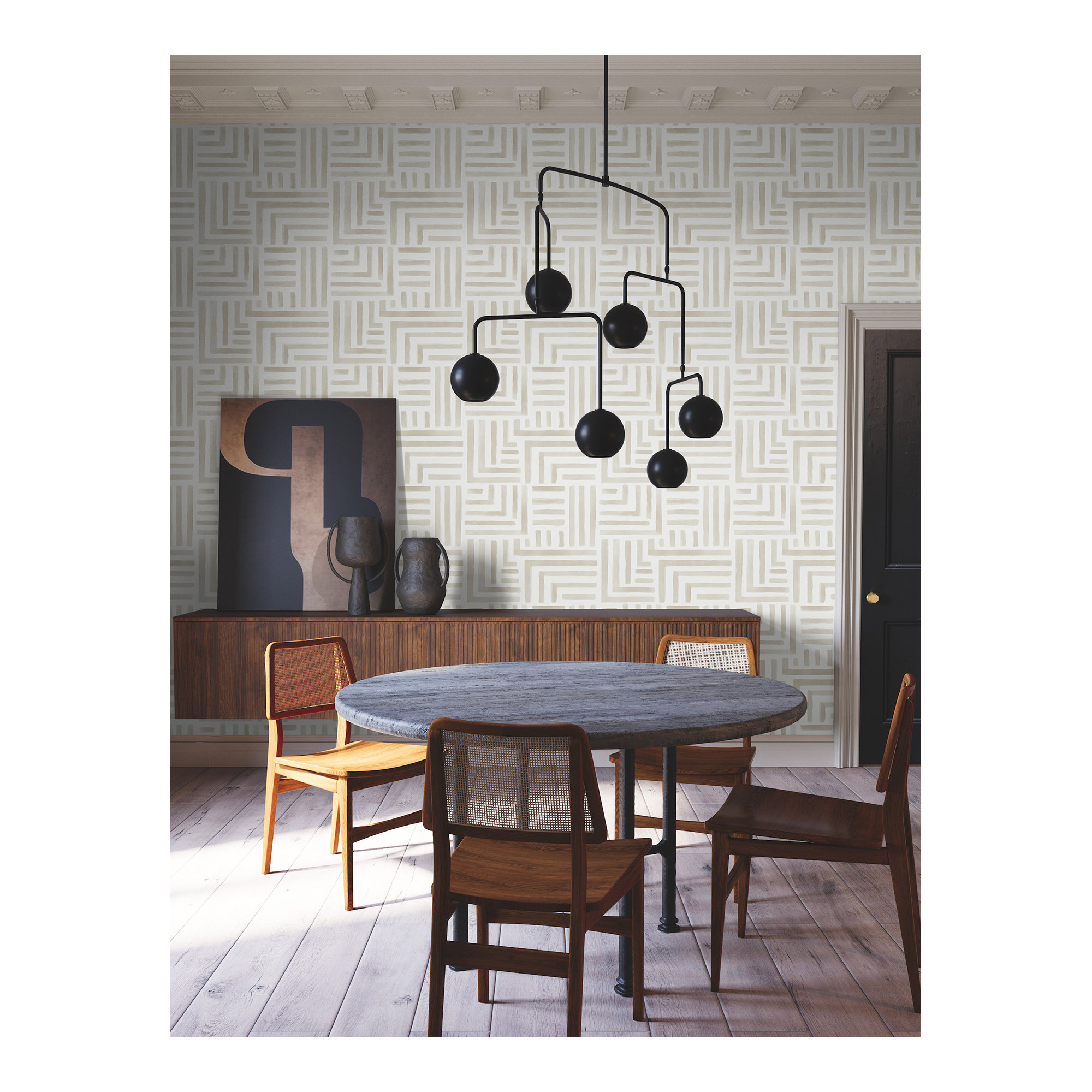 Unpasted Abstract Wallpaper, Beige