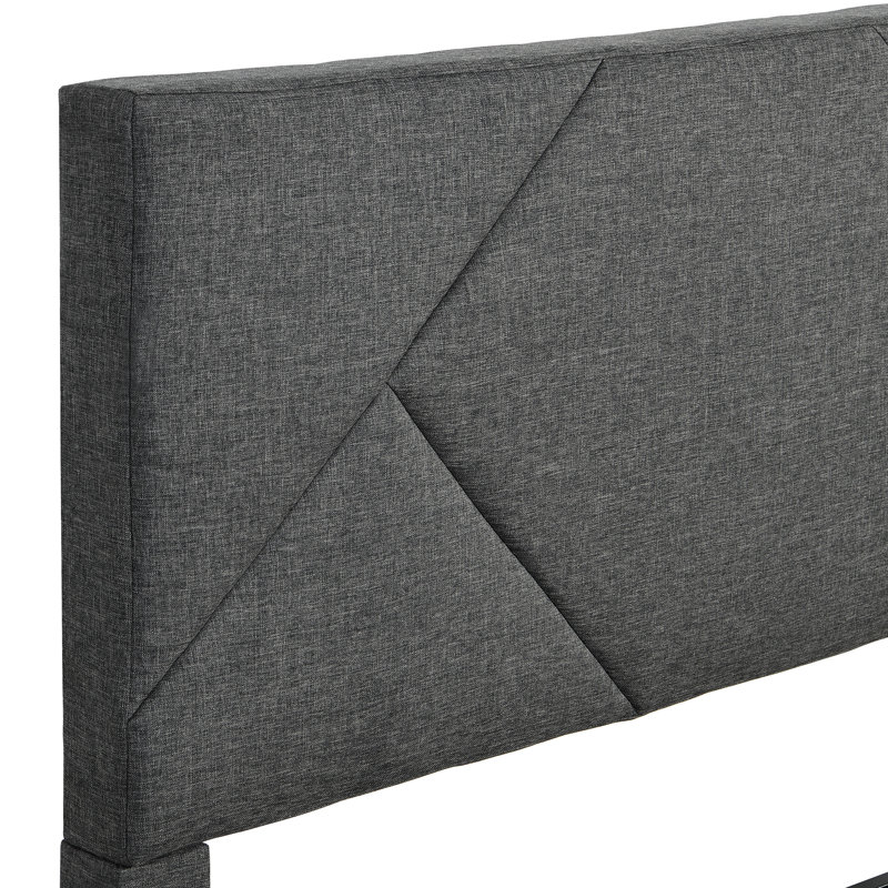 Upholstered Full Size Bed Frame With Headboard - Vigorous Wood Slat Assembly Mattress Foundation No Box Spring Gray Effortless Detected Resilient Aggregation Found