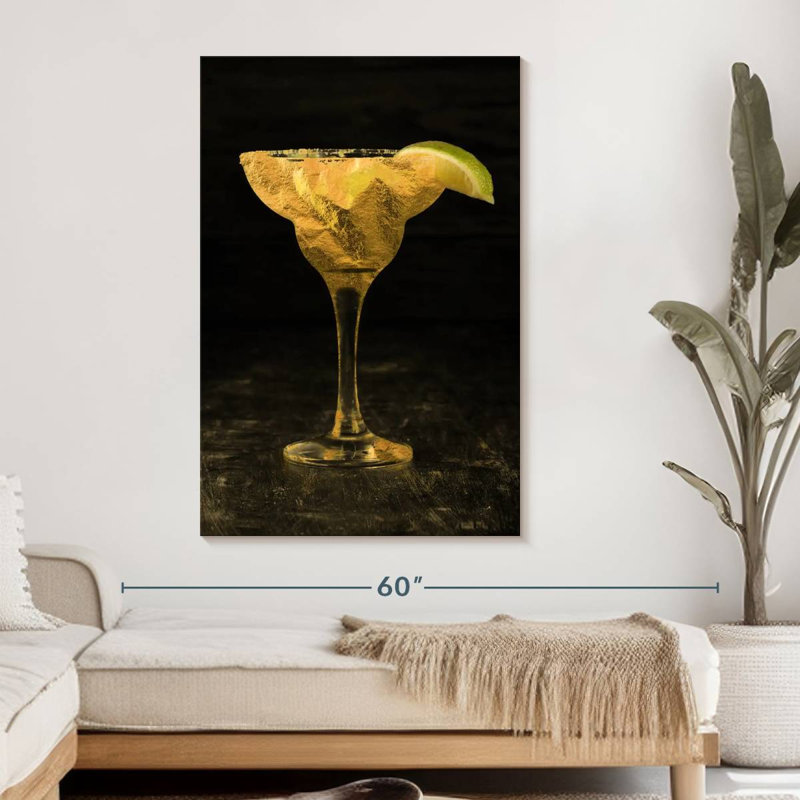 Cocktail rétro sur toile, H 48 po x l 32 po x P 1,25 po