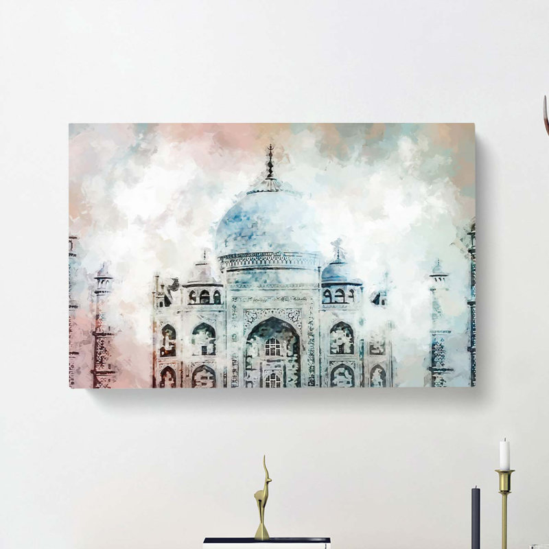 Colourful Taj Mahal In Agra India In Abstract - Wrapped Canvas Painting, 35cm H x 50cm W x 3cm D