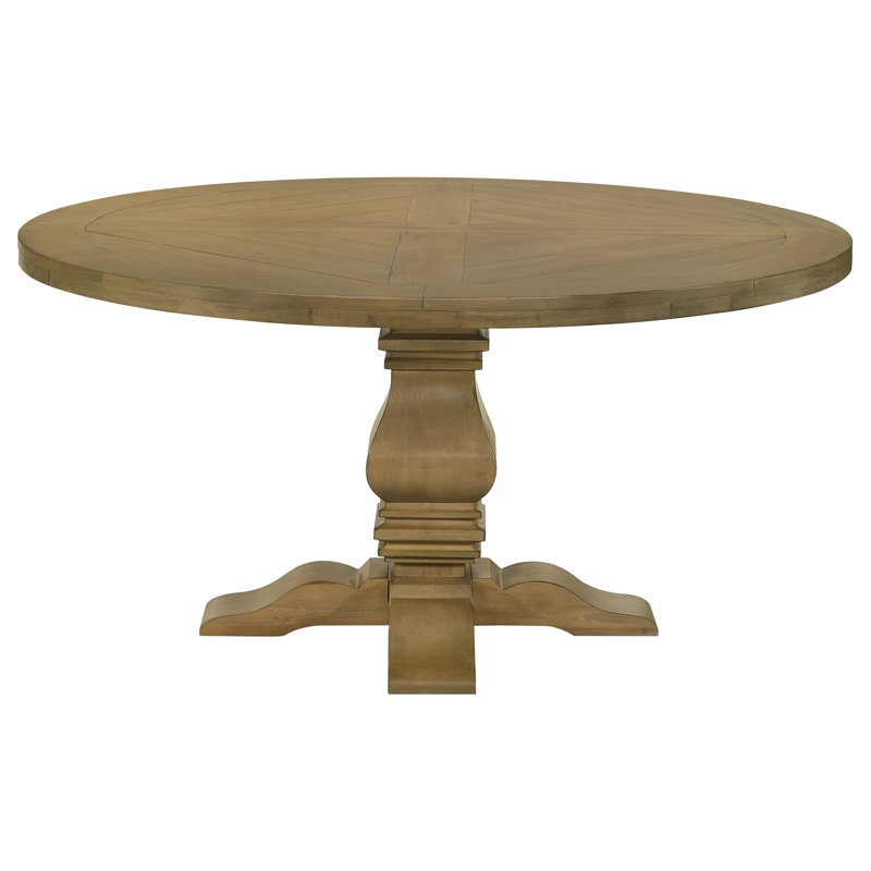 Ingvarda Round Pedestal Dining Table Rustic Smoke