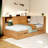 Wooden L-Shaped Daybed Corner Bed Under-Bed Drawers  With Storage Bookcase And Upholstered Headboard And USB Charging Ports For Limited Space-1445657301-1445657296