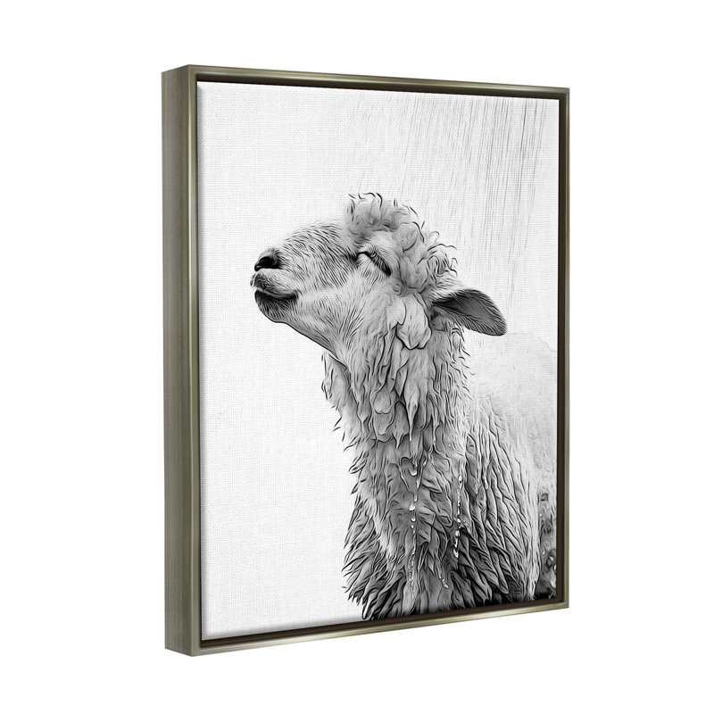" Sheep Bathroom Splash ", 21" H x 17" W x 1.7" D, Luster Gray Floater Frame