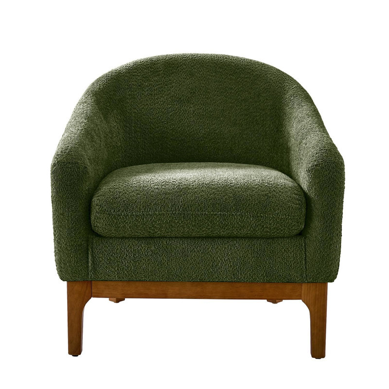 Fauteuil demi-tonneau moderne avec pieds en bois massif Berklie, Forest Fabric