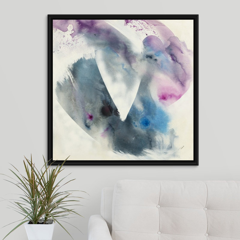 « brush stroke i », peinture sur toile, H 31,7 po x l 31,7 po x P 1,75 po, Cadre flottant noir