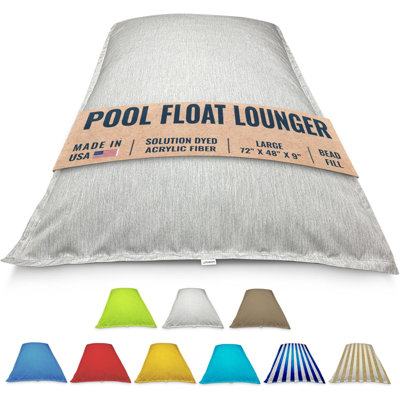 Pool Float Lounger - Bead Fill, Fade & Water Proof Fabric - Large 72 X 48 X 9 Improved Drain Design For Summer Fun, Swimming, Lounging, Relaxing, Water Or Land