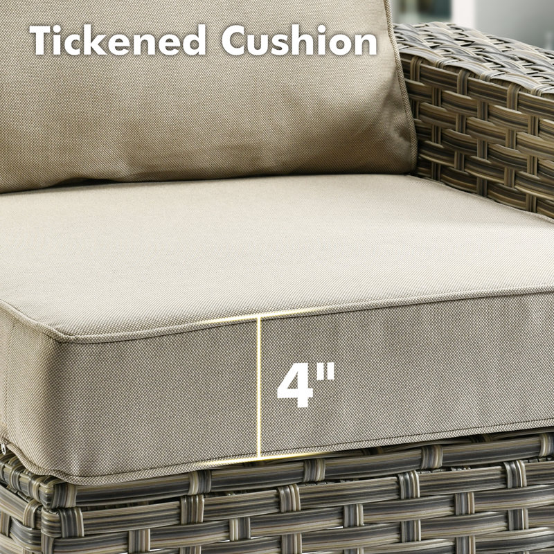 Ensemble de conversation d'extérieur pour 6 personnes avec coussins Harbin, Beige