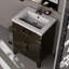 Meuble-lavabo simple en chêne brun 24 po x 18 po, comptoir en acrylique, 18 po Miroir, robinet 24 po x P 24 po, comptoir, 18 po