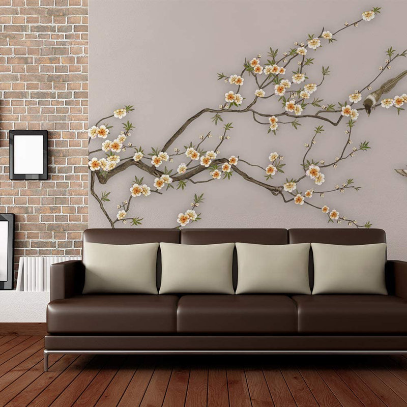 Murale lisse de style chinois, L 66 po x l 96 po