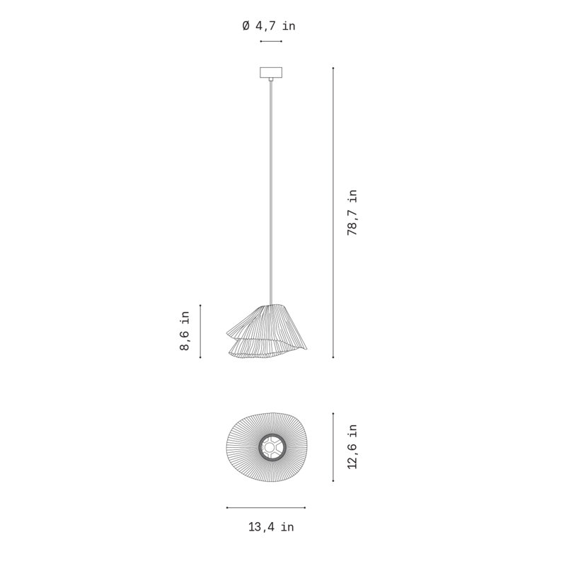 Tempo Vivace Pendant, 8.7" H x 13.4" W x 12.6" D, White, Yes