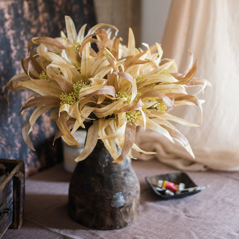 14.9'' Eucalyptus Plant, Five Stems, Long Leaf Light Brown