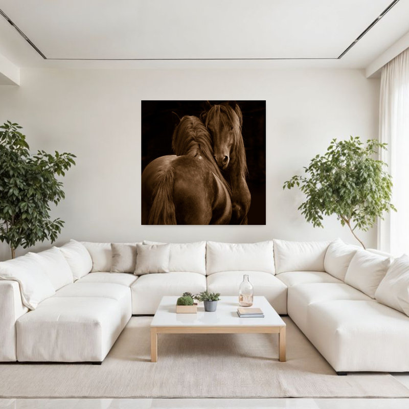 Art animalier, tendresse et cheval, H 48 po x l 48 po
