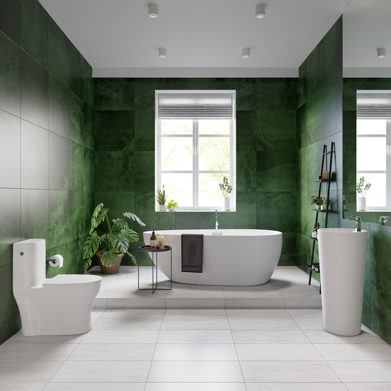 Toilette allongée une pièce Monaco à double chasse 1,1 / 1,6 gpf, Blanc lustré, Gauche