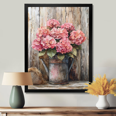Bouquet d'hortensias rustique à la grange I - art mural floral