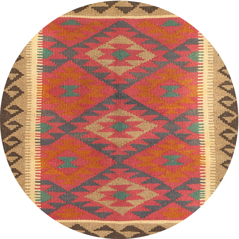 Tapis noir/orange/beige contemporain Folwell, Rond 7 pi
