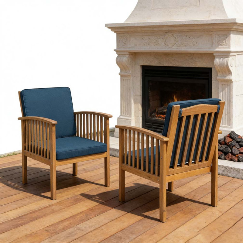 Ensemble de chaises de patio pour club, Bleu, Brown