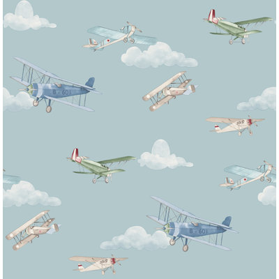 Papier peint bleu ciel Airplanes