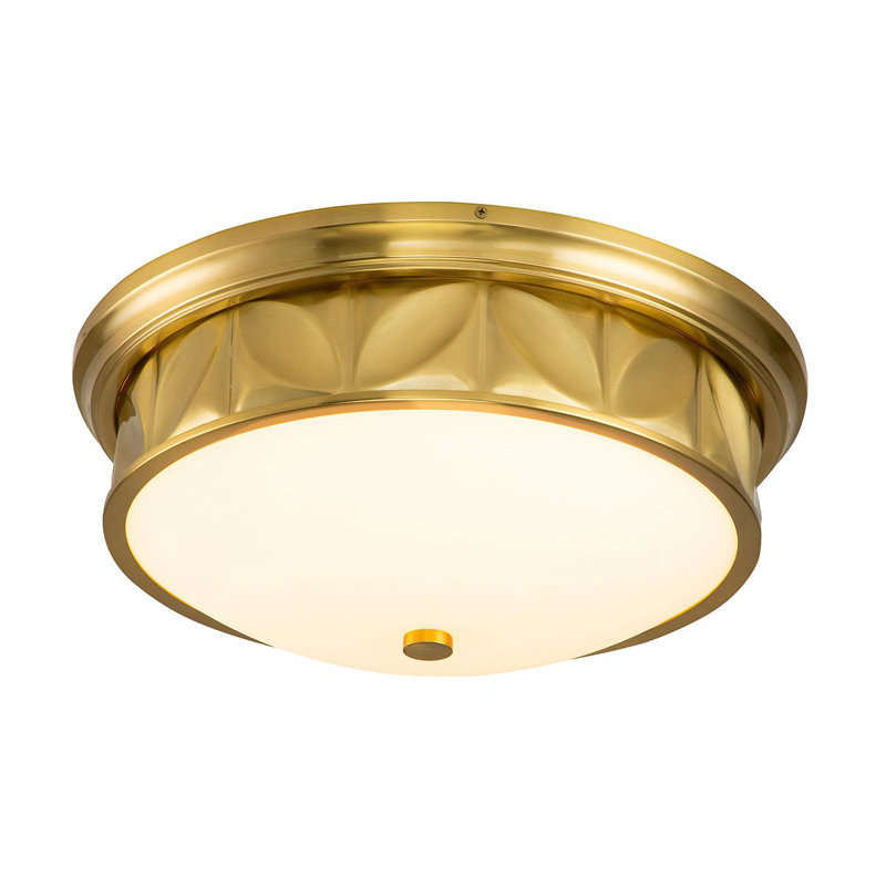 Epsilon Frosted Glass Flush Mount, Aged Brass