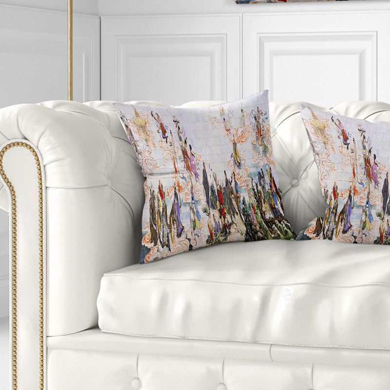 Immortels - Coussin imprimé floral, 16 po x 1 po, Coussin décoratif