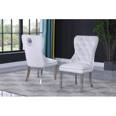 Chaise de salle à manger en velours 2 pièces Deprise Leo