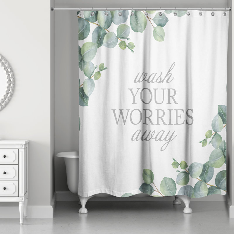 Rideau de douche simple Ziyi, Blanc