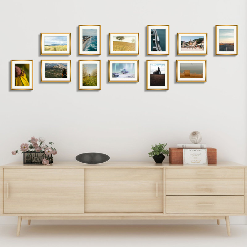 Ensemble de cadres photo en métal avec passe-partout - Basics by Wayfair ™, Bronze, 5 po x 7 po emmêlé à 4 po x 6 po