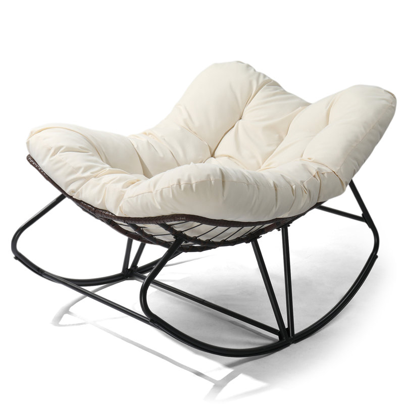 Chaise berçante surdimensionnée en rotin brun Papasan